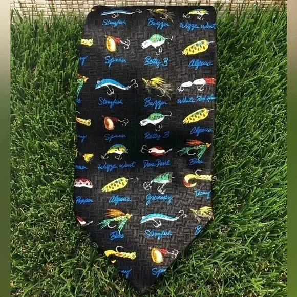 PURITAN Silk Fishing Lures Novelty Tie - Picture 3 of 6